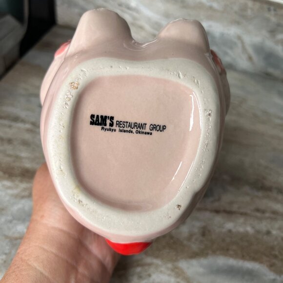 Sam's Restaurant Group Pink Lion Dog Logo Ryukyu Islands Okinawa Japan Tiki Mug - Picture 6 of 10